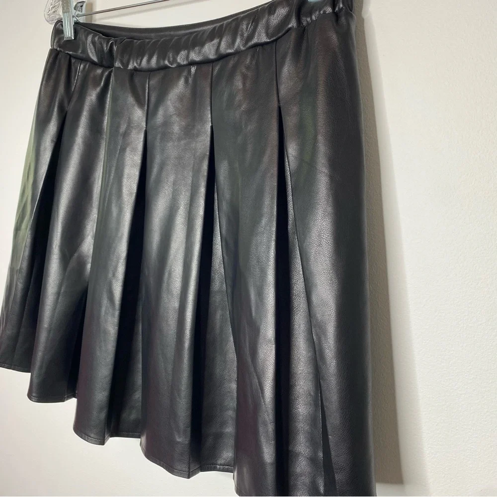 SO Black Faux Leather Pleated Skirt